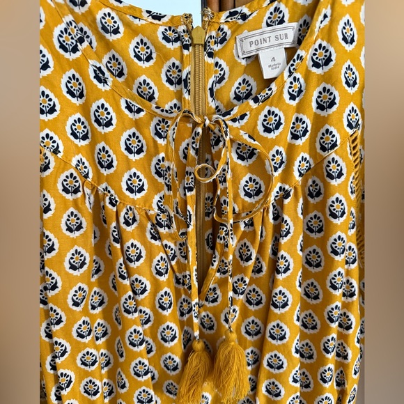 J Crew Point Sur block print romper size 4 yellow gold - Picture 6 of 7